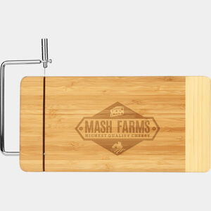 Personalized 12" x 6" Bamboo Rectangle Cutting Board with Metal Cheese Cutter Thumbnail