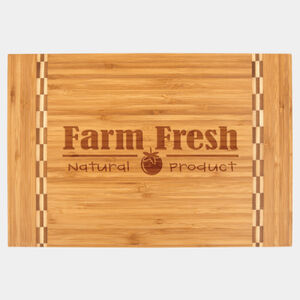 Personalized 15" x 10 1/4" Bamboo Cutting Board with Butcher Block Inlay Thumbnail