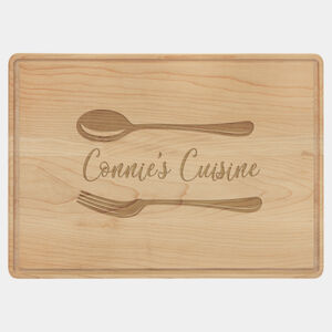 Personalized 13 3/4" x 9 3/4" Maple Cutting Board with Drip Ring Thumbnail