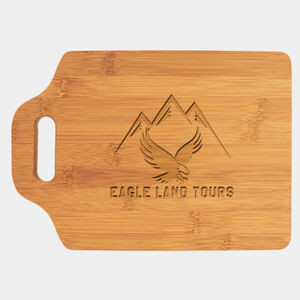 Personalized 11" x 7 3/4" Bamboo Cutting Board with Handle Thumbnail
