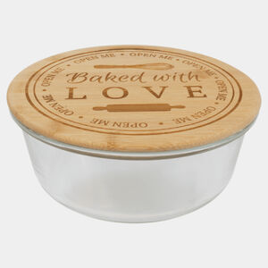 Personalized 44 oz. Round Glass Container with Bamboo Lid Thumbnail