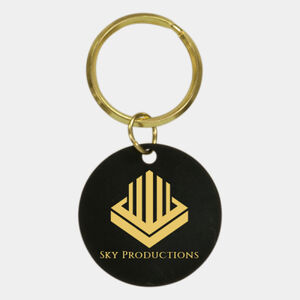 Personalized 1 1/2" Black Blank Circle Keychain Thumbnail