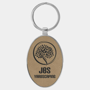 Personalized Leatherette Oval Keychain with Metal Frame Thumbnail
