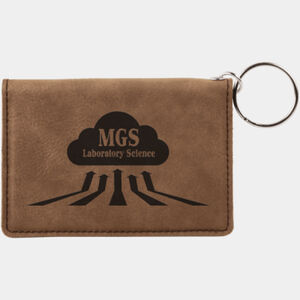 Personalized 4 1/4" x 3" Dark Brown Laserable Leatherette Keychain ID Holder Thumbnail