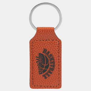 Personalized 2 3/4" x 1 1/4" Basketball Laserable Leatherette Rectangle Keychain Thumbnail