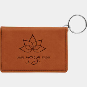 Personalized 4 1/4" x 3" Rawhide Laserable Leatherette Keychain ID Holder Thumbnail