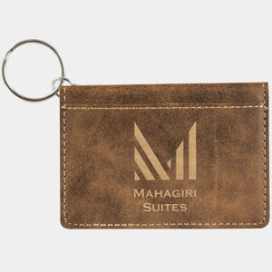 Personalized 4 1/4" x 3" Rustic/Gold Laserable Leatherette Keychain ID Holder Thumbnail