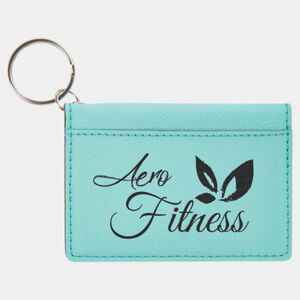 Personalized 4 1/4" x 3" Teal Laserable Leatherette Keychain ID Holder Thumbnail