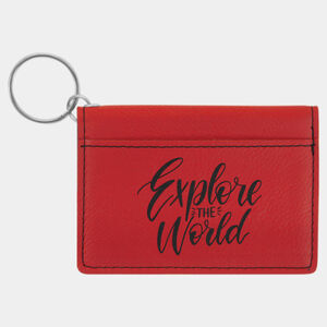 Personalized 4 1/4" x 3" Red Laserable Leatherette Keychain ID Holder Thumbnail