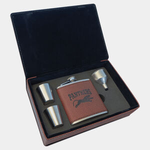 Personalized 6 oz. Football Laserable Leatherette Flask Gift Set Thumbnail