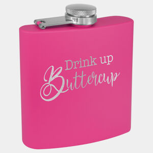 Personalized 6 oz. Matte Pink Powder Coated Laserable Stainless Steel Flask Thumbnail