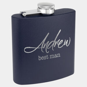 Personalized 6 oz. Matte Navy Blue Powder Coated Laserable Stainless Steel Flask Thumbnail
