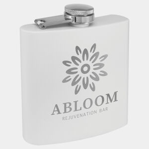 Personalized 6 oz. Matte White Powder Coated Laserable Stainless Steel Flask Thumbnail