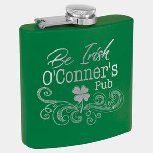 Personalized 6 oz. Matte Green Powder Coated Laserable Stainless Steel Flask Thumbnail
