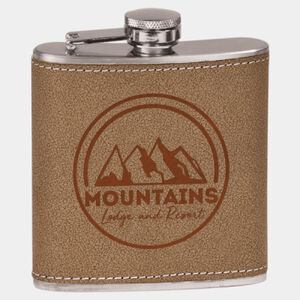 Personalized 6 oz. Leather Laserable Stainless Steel Flask Thumbnail