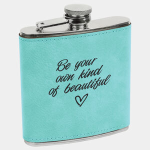Personalized 6 oz. Teal Laserable Leatherette Stainless Steel Flask Thumbnail
