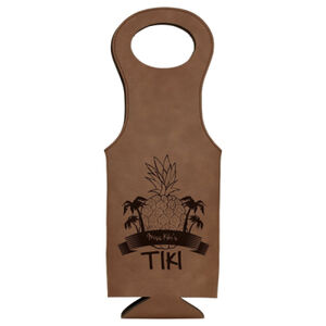 Personalized Dark Brown Laserable Leatherette Wine Bag Thumbnail