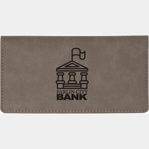 Personalized 6 3/4" x 3 1/2" Gray Laserable Leatherette Checkbook Cover Thumbnail
