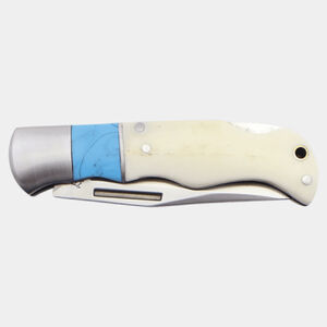 Personalized Bison River 3 1/2" Blue/Bone Folding Knife Thumbnail