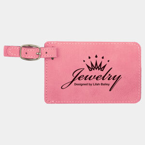 Personalized 4 1/4" x 2 3/4" Pink Laserable Leatherette Luggage Tag Thumbnail