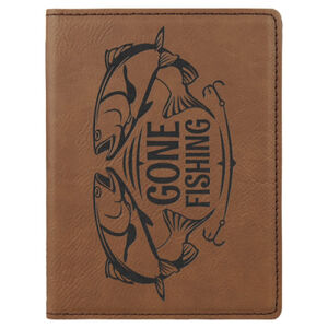 Personalized 4 1/4" x 5 1/2" Dark Brown Laserable Leatherette Passport Holder Thumbnail