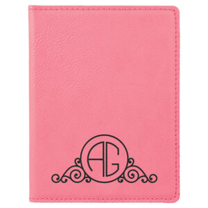 Personalized 4 1/4" x 5 1/2" Pink Laserable Leatherette Passport Holder Thumbnail