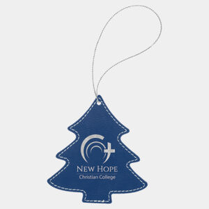 Personalized Blue/Silver Laserable Leatherette Tree Ornament with Silver String Thumbnail