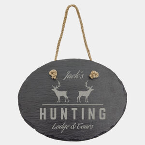 Personalized 7 3/4" x 6" Oval Slate Decor with Hanger String Thumbnail