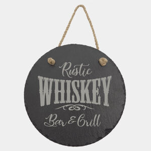 Personalized 7 3/4" Round Slate Decor with Hanger String Thumbnail