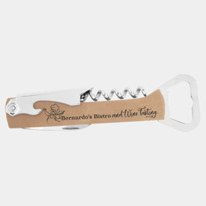 Light Brown Laserable Leatherette Wine Bottle Opener Thumbnail