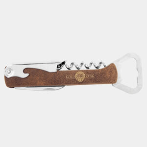 Rustic/Gold Laserable Leatherette Wine Bottle Opener Thumbnail