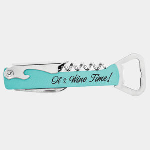 Teal Laserable Leatherette Wine Bottle Opener Thumbnail