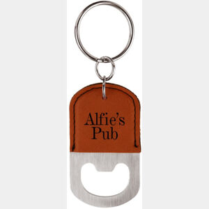 Oval Rawhide Laserable Leatherette Bottle Opener Keychain Thumbnail