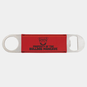 1 1/2" x 7" Red Laserable Leatherette Bottle Opener Thumbnail