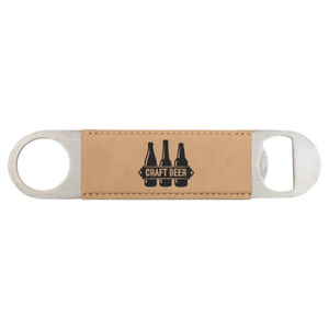 1 1/2" x 7" Light Brown Laserable Leatherette Bottle Opener Thumbnail