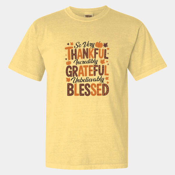 Thankful, Grateful, Blessed - Garment-Dyed Heavyweight T-Shirt Thumbnail